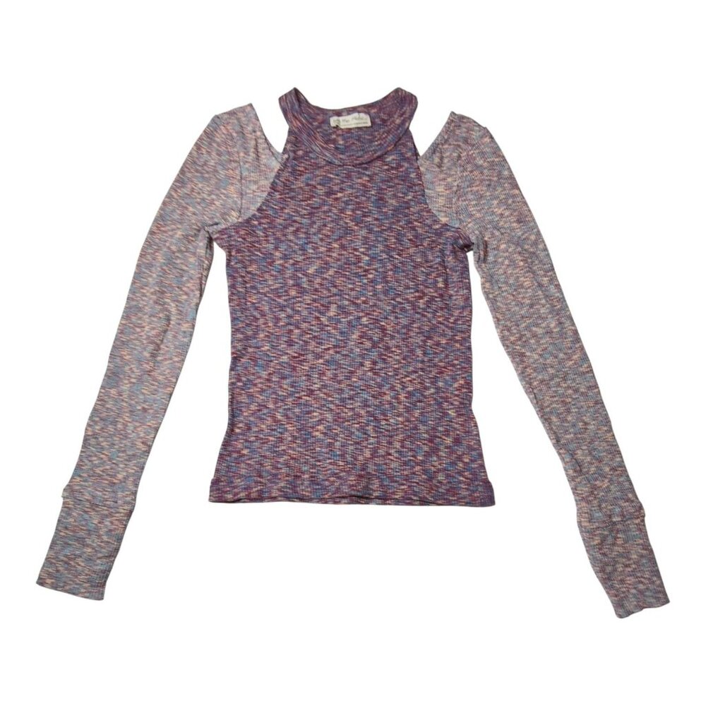 We The Free Out of Control Top Multicolor Pink Womens Small Boho Ribbed Knit